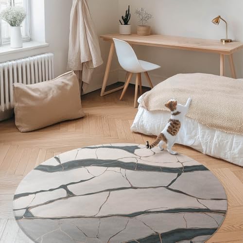 Tapis de sol vinyle ø130 cm anti-rayure solution pour protéger parquet de salon