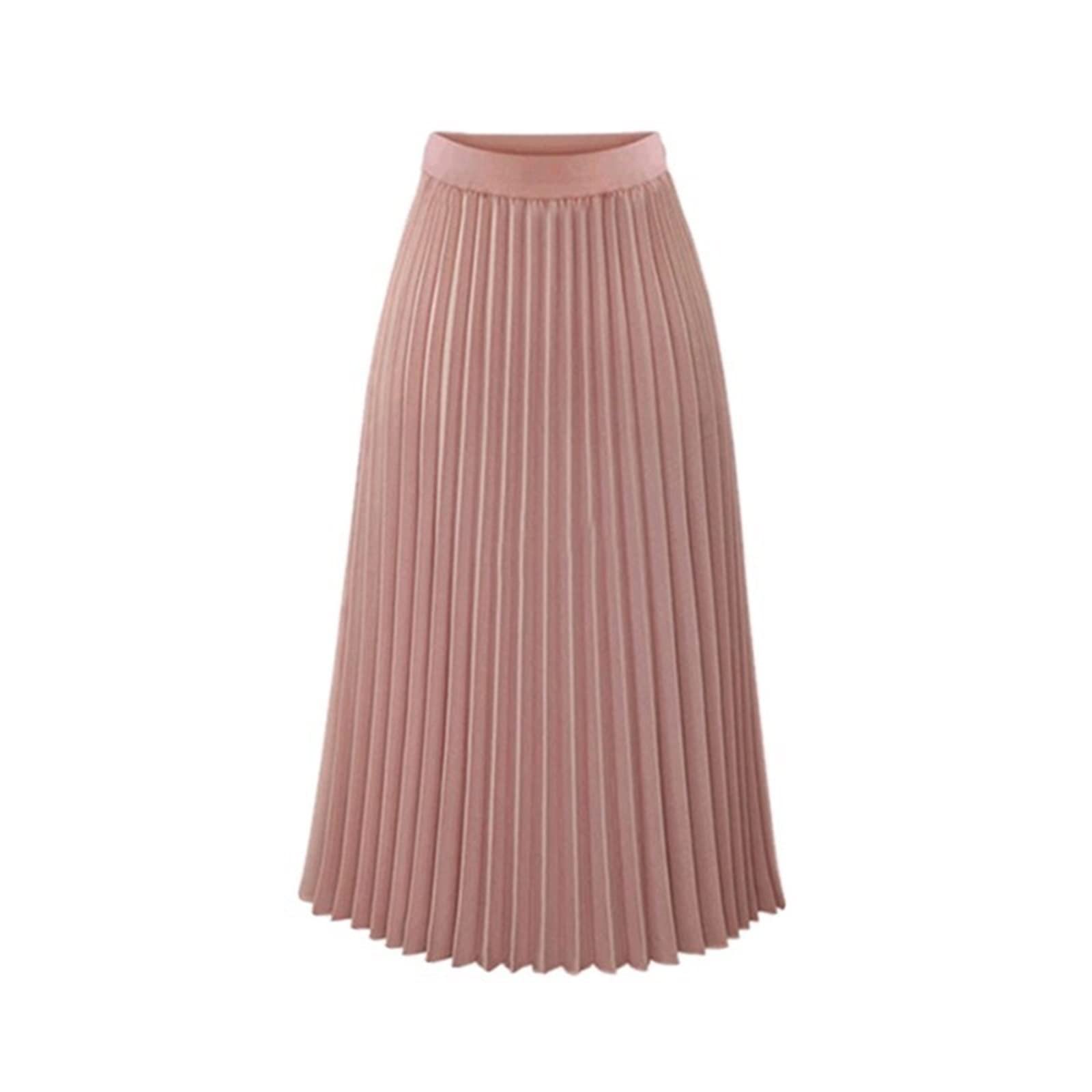 INGVYLong Skirt Pleated Skirt Womens Summer High Waist Pleated Tutu Elegant Chiffon Skirt Femme Black White Ladies Midi Skirt