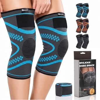 Knee Braces for Women & Men (2 Pack) with Strap, Knee Support Sleeve