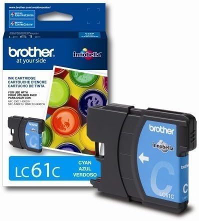2 X Brother LC61C Ink Cartridge, 325 Page-Yield, Cyan