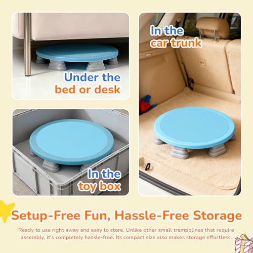 Bounce Board, Mini Trampoline for Kids, Toddlers Trampoline Indoor, Sensory Toys, Autism Sensory Products, Baby Jump Toy Recreational (Blue) (Blue, Install Style) by BABAMU - Image 6