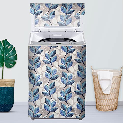 Image of Polyester Top Load Washing Machine Cover With Zip Enclosure Suitable For 5kg to 8kg (Color-Leaf Blue, Size-23x23x35 Inche)
