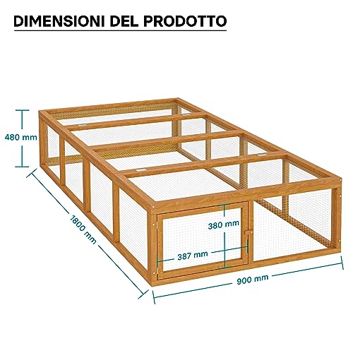 Conigliera XXL recintata in legno Recinto