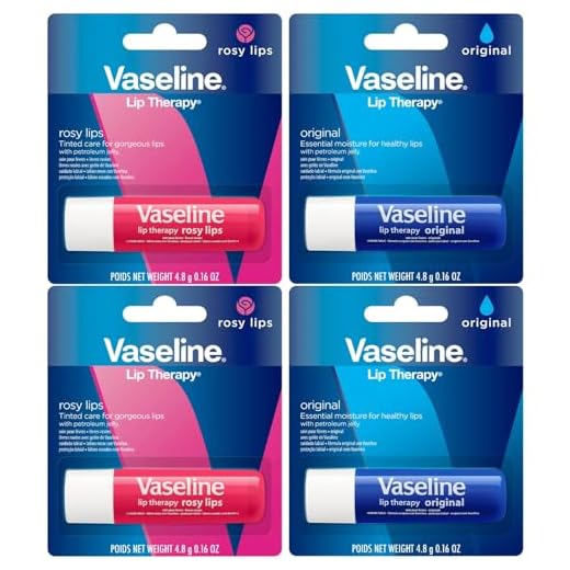 Vaseline Lip Therapy Stick, Rosy Lips and Original Variety Pack | Petroleum Jelly Vaseline Lip Balm | 4.8g each (4 Pack)