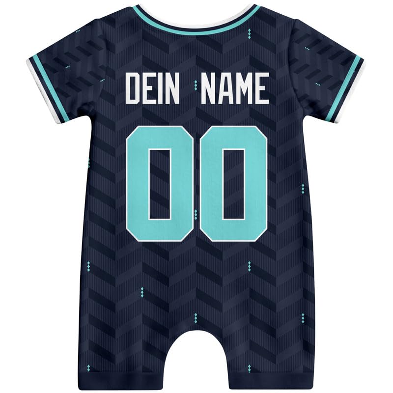 Babybody Shirt mit Eigenem Namen Nummer, Personalisiertes Kurzarm Babykleidung Geschenke für Mädchen Junge, Atmungsaktiv
