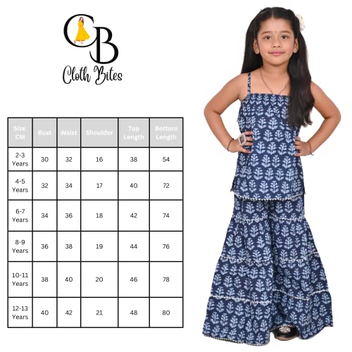 Image of Printed Cotton Sharara Set for Kids, Traditional Dresses Set for Baby, Ethnic Outfits for Girls, Sleeveless Kurti Set