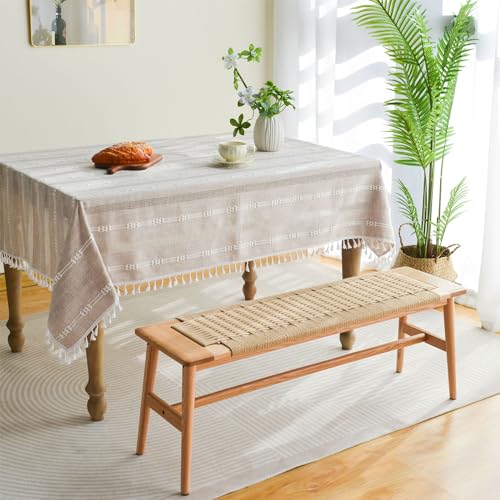 OOKSEN-Entryway-Bench-Solid-Wood-Dining-Bench-Midcentury-End-of-Bed-Bench-Farmhouse-Bedroom-Woven-Bench-Stool-with-Hand-Woven-Rope-for-Dining-Room-Entrance-Hallway-315-Inch OOKSEN Entryway Bench Solid Wood Dining Bench Midcentury End of Bed Bench Farmhouse Bedroom Woven Bench Stool with Hand Woven Rope for Dining Room Entrance Hallway 315 Inch