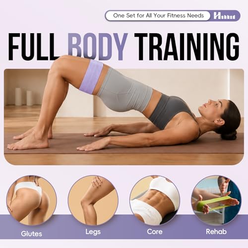 Image of Fabric Resistance Band Set with Exercise Guide, 3 Levels for Hip and Glute | For women and men; 3 resistance levels with an exercise guide for legs, squats, yoga, fitness, and physical therapy