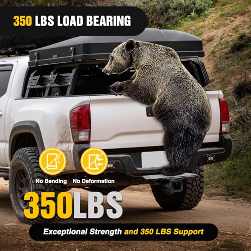 Image of Nilight Hitch Extender with Step 2 inch Receiver 14 inchx7 inch Anti-Slip Diamond Plate 4000 lbs Towing /400 lbs Tongue Weight Heavy Duty Steel Bumper Guard for Truck SUV