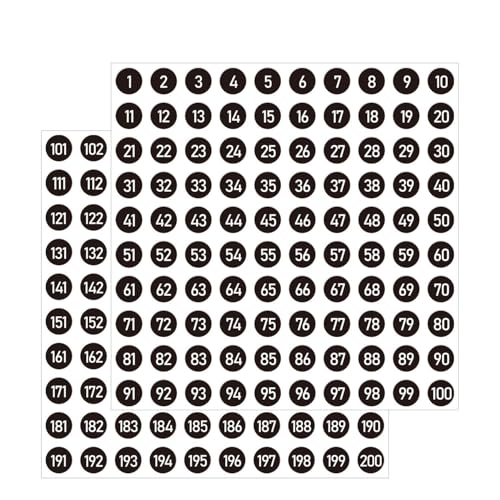 3000 autocollants numéro 1-200 vinyle intérieur extérieur noir