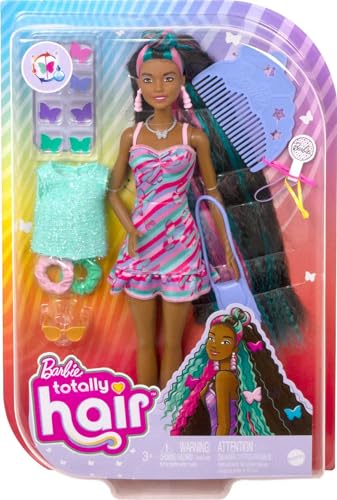 Barbie Boneca Totally Hair Vestido Borboleta, HCM91, Multicolorido