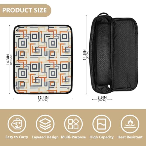 Bolsa organizadora de viaje para herramientas de cabello con diseño geométrico y mármol, resistente al calor, para planchas, rizadores y accesorios de cuidado capilar, bolsa portátil miniatura 4
