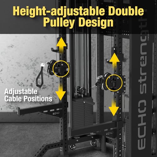 Image of Commercial Functional Trainer Cable Machine with Dual Weight Stacks, Power Cage Squat Rack, Dual Cable Crossover Machine with Pulley System