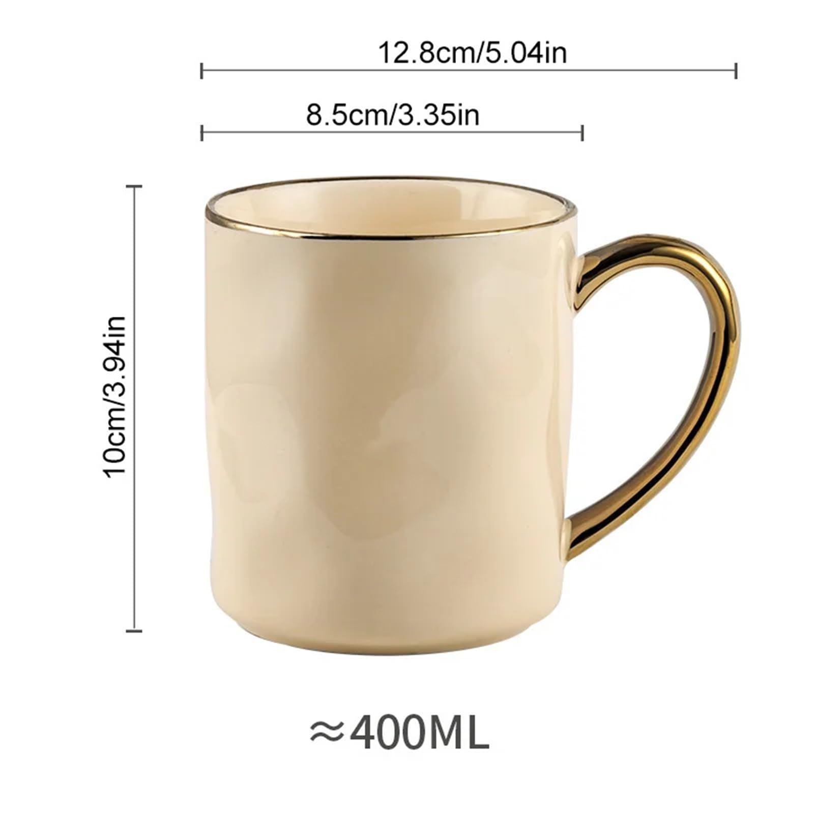 Taza con borde dorado y asa, tazas de café de cerámica, taza de té, leche, jugo, agua, regalo for pareja en casa, 2 uds. Para Boda(Light-grey)