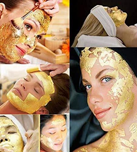 Image of 24k Pure Edible Gold Vark Golden Leaf 50MMx50MM Gold Foils 25 Sheets for Cake Sweets ayurvedic Medicine face Treatment Anti Aging spa (30)