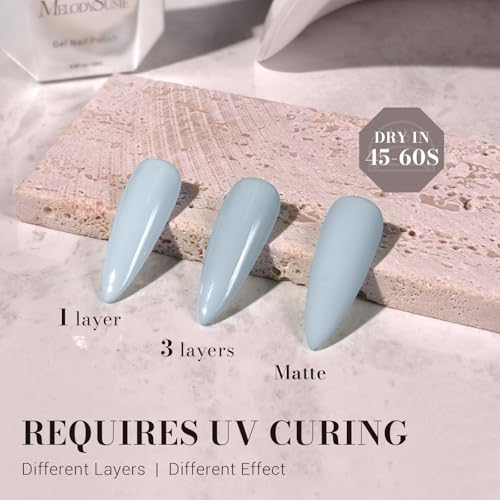 Image of MelodySusie 0.5fl oz Gel Nail Polish,Gray Blue Color Nails Soak Off UV LED Blue Gel Polish Gift for Women Nail Art Manicure Salon DIY Nail Design Decoration at Home-251-A2041