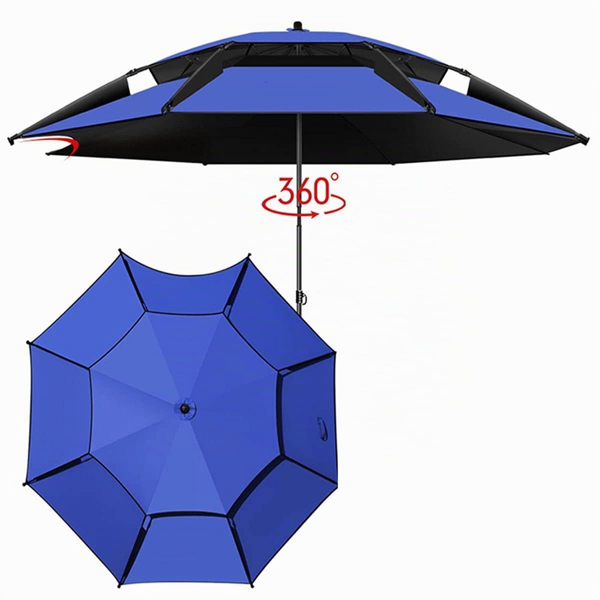 Sombrilla de Playa Antiviento protección Solar Ultra Transpirable Sombrilla de jardín portátil, Techo de ventilación, Poliester y Varilla de Aluminio Parasol Pesca (Size : 260CM/8.5ft)