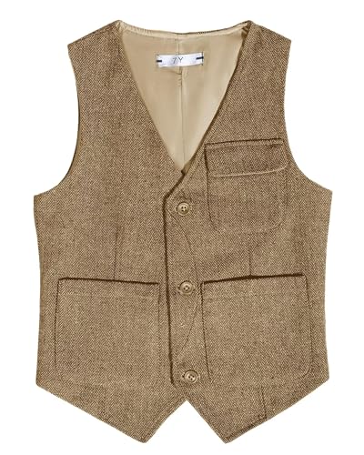 Retro Boys Tweed Vest for Kids Formal Dress Herringbone Suit Vest for Toddler Boy Wedding Waistcoat4