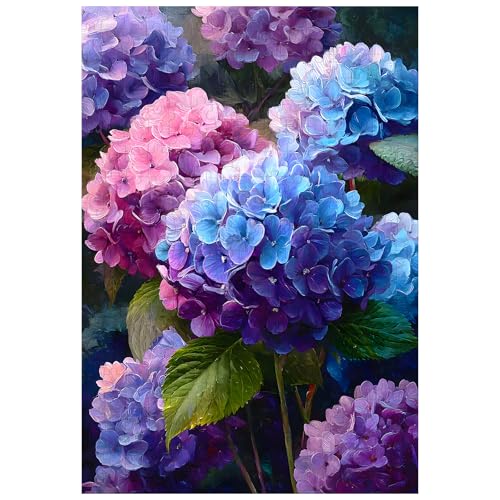 Excellent puzzle pour adultes - 300 pièces - Fleurs d'hortensia colorées - Jouets pour adultes - Cadeau - Décoration familiale - Puzzle pour enfants