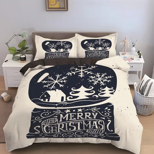 Housse de couette 160x200 microfibre douce avec fermeture éclair Noël - 2