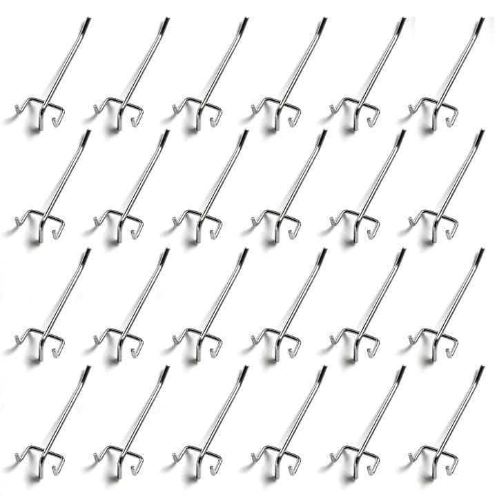 Lessinwing 24 Pack 4 Inch Pegboard Hooks, Peg Board Shelving Hooks Accessories, Peg Board Tool Hangers Only Fit Lessinwing Pegboard Display