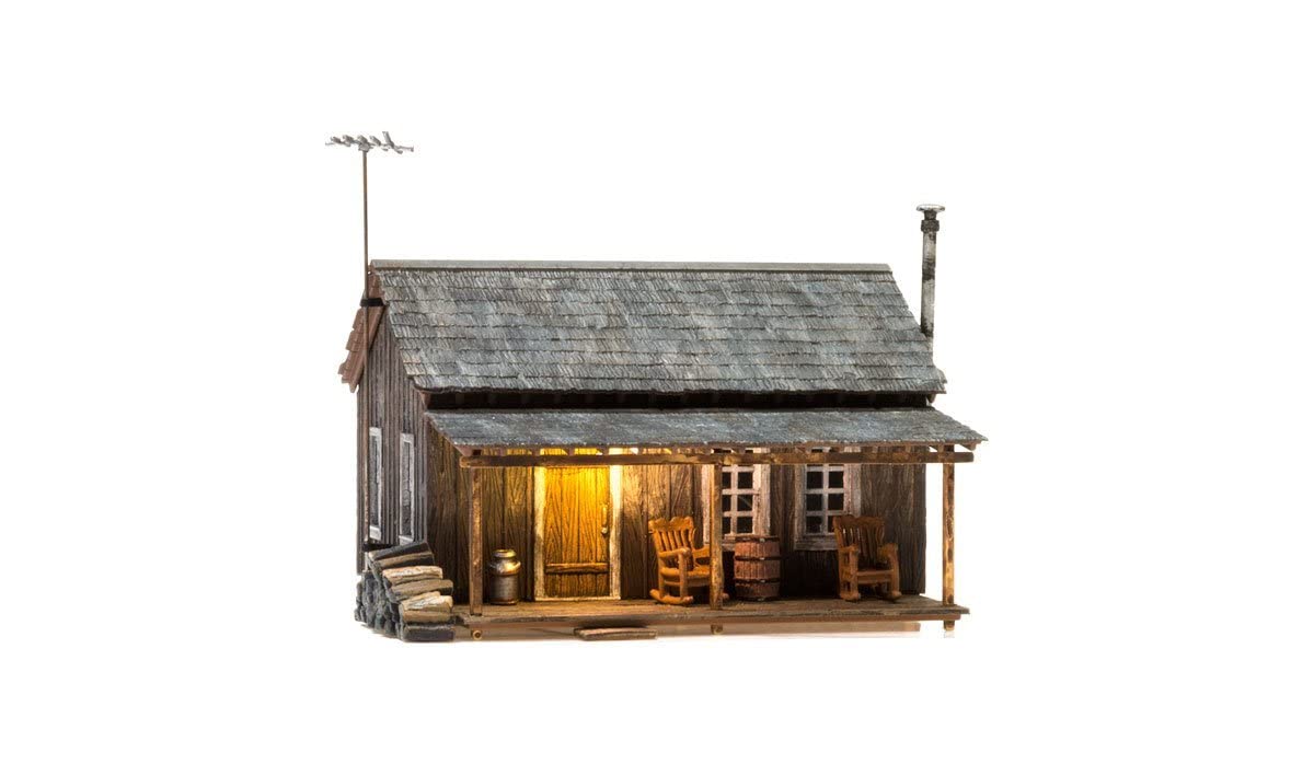 Woodland Scenics Rustic Cabin - N Scale Model Train Cabin - Cottage Theme - Brown Wood - Includes 15