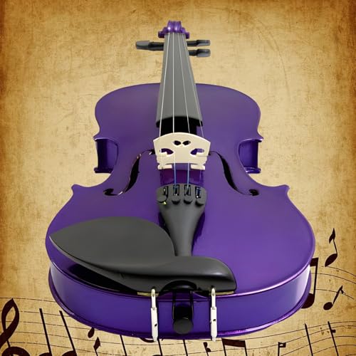 MA 16-Inch Solid Wood Viola in Purple Finish - Handcrafted 4/4 Size Acoustic Viola for Enthusiasts & Adults with Case, Bow, Rosin, Bridge & Strings - Thumbnail 5