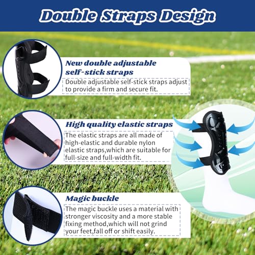 Kids Soccer Shin Guards 2 Pairs Youth Soccer Gear with Straps Protective Shin Pads for Boys and Girls Toddler Soccer Equipment (Black, S)
