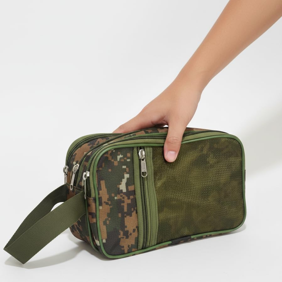 BATUTA HUB Camouflage Toiletry Bag, Waterproof, 21x9x11 cm, Green - Image 3