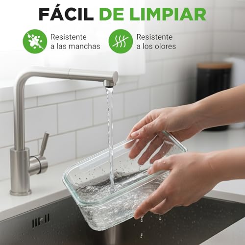 Miniatura 6 de Nutrichef Tuppers De Cristal Herméticos Con Orificio De Aire, 5 Recipientes Apilables Y 5 Tapas, Aptos Para Microondas, Horno Y Congelador, Sin Bpa