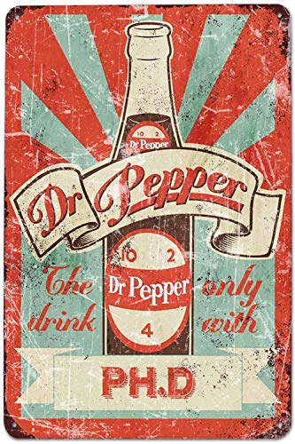 Dr Pepper Bar Funny Tin Signs Outdoor Wall Plaques Vintage Room Decor Signs Man Cave Decor Whiskey Bar Vintage Decor Signs Size: 11.8 x 7.8 Inches