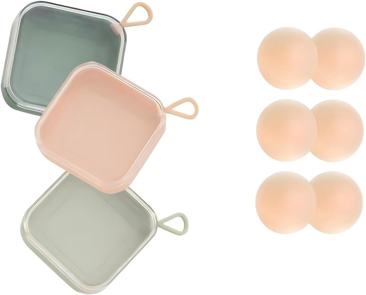 Invisible Reusable Silicone Pasties, 2 Pairs 8cm Skin-Friendly Adhesive Covers for Women, with Travel Case