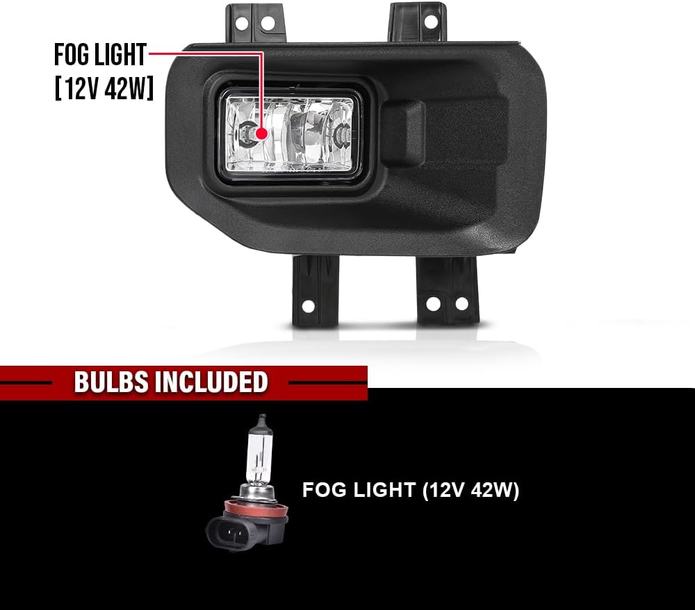 Fog Lights Assembly with Bracket Pair Compatible With 2015-2017 Ford F150 2015 2016 2017 Driving Fog Lamps w/Bulbs Driver & Passenger Side Clear Lens FL3Z15201B FL3Z15200B Faros antiniebla delanteros