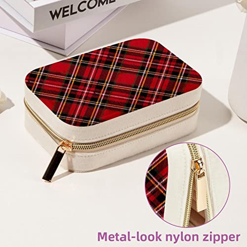 Caja de almacenamiento de joyas de terciopelo con sarga roja 7