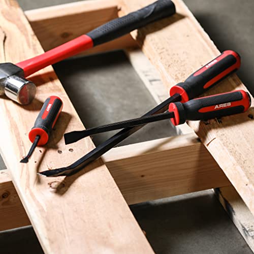 Ares 46006-12-Inch Pry Bar - Angled Tip For Lifting And Prying - Comfortable Non-Slip Double Injection Handle #TOP4