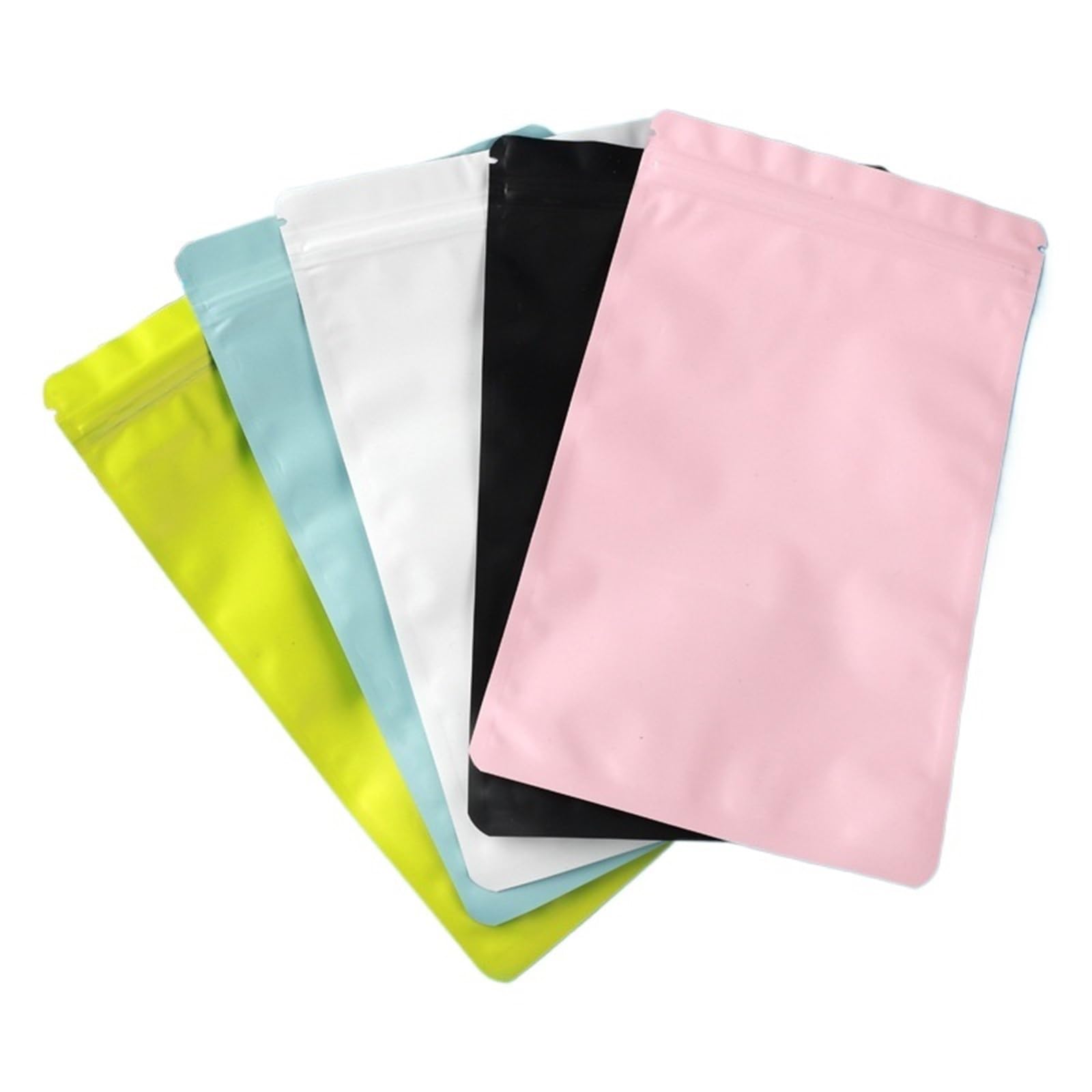 50 pezzi nero opaco bianco rosa buste piatte termiche con chiusura a zip in Mylar piccole in plastica a in alluminio(Blue,20x30cm)