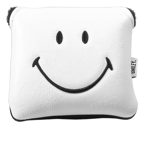Smiley Golf Club Headcover - Classic Mallet Putter - White
