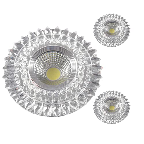 FAZRPIP 3 pcs Downlights en Cristal LED Tube Anti-éblouissement lumière 5W Boule d'oeil en Cristal Plafonnier encastré Spot décoratif LED pour Couloir,...