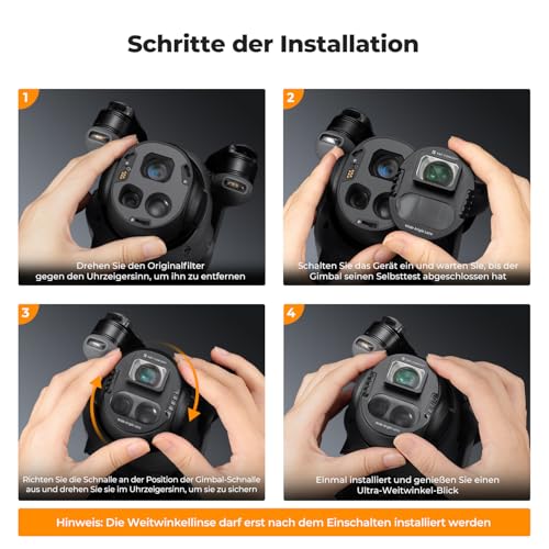 K&F CONCEPT Weitwinkelobjektivfiter Kompatibel mit DJI Mavic 4 Pro, 108° Weitwinkelobjektiv Magnetische Befestigung, Weitwinkelvorsatzlinse Mehrfach Beschichtet/Optisches Glas, Drohnenzubehör