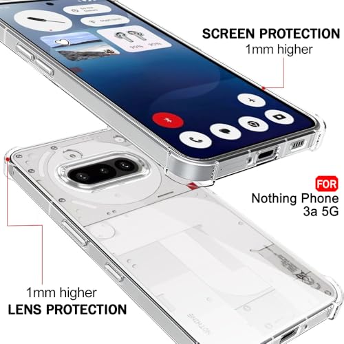 Image of TheGiftKart Shockproof Ultra-Hybrid Back Cover Case for Nothing Phone 3a 5G Compatible with MagSafe | 360 Protection | Crystal Clear Hard Back Cover Case for Nothing Phone 3a 5G (Transparent Bumper)