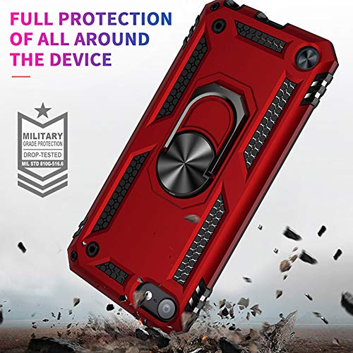 Ulak Compatible With Ipod Touch 7 Case/Ipod Touch 6 Case With 2 Hd Screen Protectors, Hybrid Rugged Shockproof Cover With Built-In Kickstand For Ipod Touch 7Th/6Th/5Th Generation (Red) #TOP2