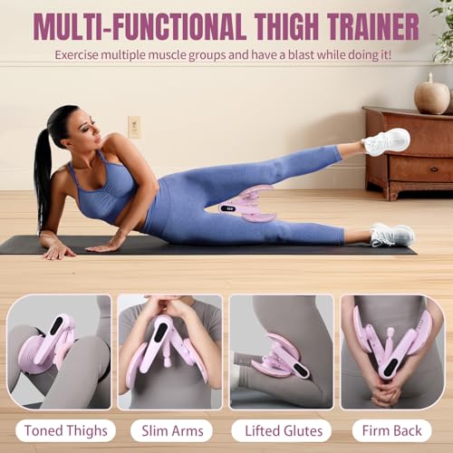 Thigh Trainer, Pelvic Floor Exercise Devices, Adjustable Resistance Inner Thigh Exerciser for Women, Home Fitness Workout Equipment for Pelvic Floor Muscle Repair, Kegel Exercise, Hip, Leg, Arm(Pink) - Thumbnail 2