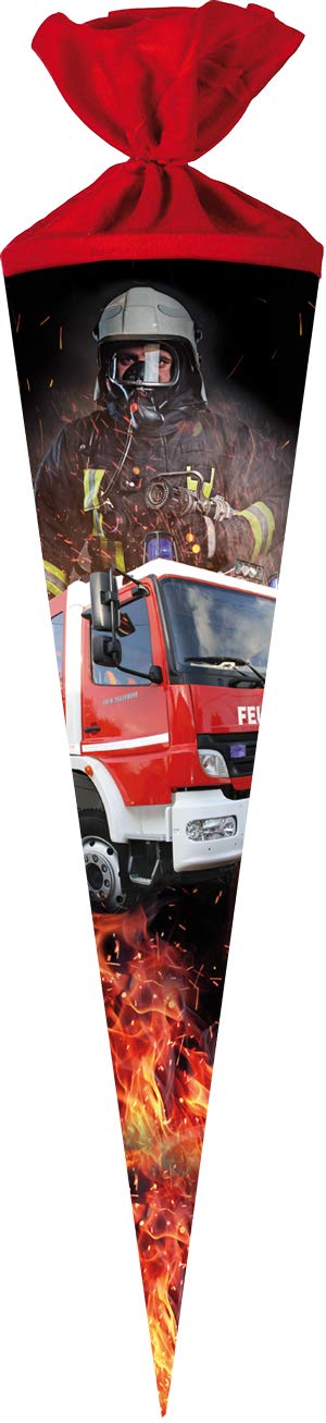 Nestler Schultüte 70 Cm – Rund, Feuerwehr-Einsatz-Motiv, Mit Filz-Verschluss – Zuckertüte Für Die Einschulung – Robust & Kindgerecht