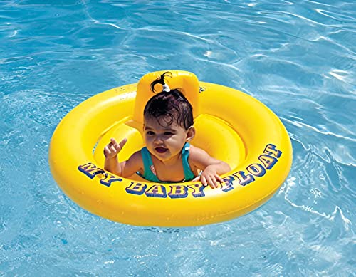 Image of Kids Inflatable Cartoon Swim Ring with Seat - Pink Baby Pool Float (Baby Yellow)