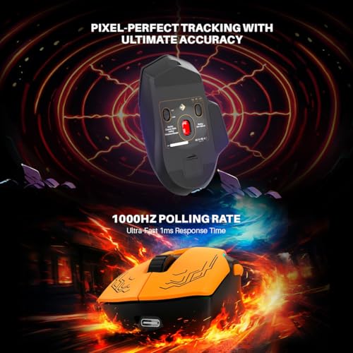 Image of Cosmic Byte Helios Tri-Mode Wired + 2.4GHz Wireless + Bluetooth Gaming Mouse | 10,000 DPI | 1000Hz Polling | Huano 10M | 5 Programmable Buttons | RGB | Lightweight 81g | PTFE | Software (Black)