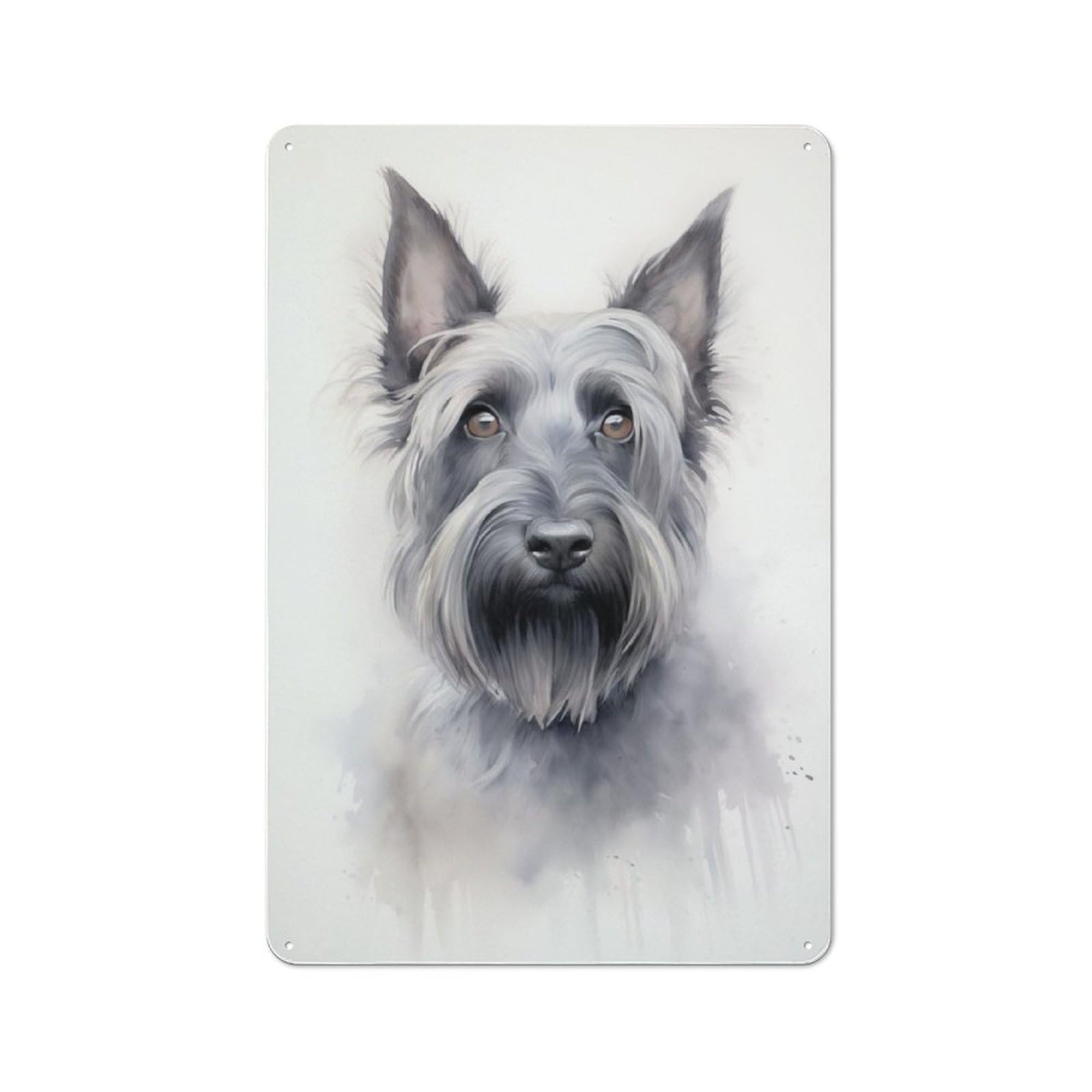 Junmoney Scottish Terrier Painting Retro Metal Plaque 30X20cm For Lounge Or Reading Corner, Winter Wall Decor For Reading Corner Decorators