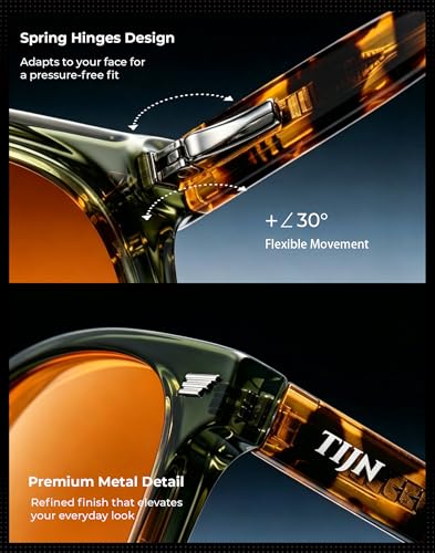 Image of TIJN Premium Blue Light Blocking Glasses for Women Men Computer Gaming Use | Square TR90 Frame Nerd Eyeglasses Anti Blue Ray with Red, Orange, Clear Lens for Computer, Phone, TV and Evening Screen Use