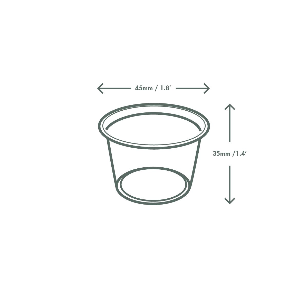 Vegware Contenedores de plástico PLA transparente compostable de 1 onza, caja de 5000, porción pequeña, taza de salsa de condimentos, vasos de muestra renovables a base de plantas, tapa disponible