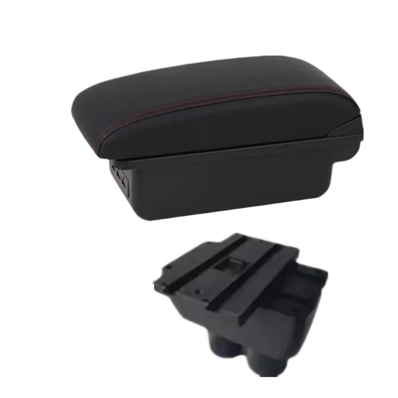 NOKRGQW Car Armrest Box For VW For Touran Caddy Car Armrest Box Central Storage USB Port Interior Dedicated Retrofit Accessories(B1 red line 3USB)