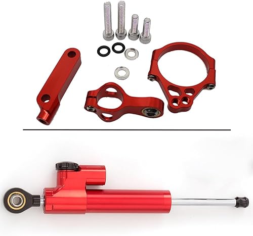 Miniatura 8 de FXCNC Barra de control estabilizador de amortiguador de dirección CNC para motocicleta con kit de soporte de montaje, juego completo compatible con